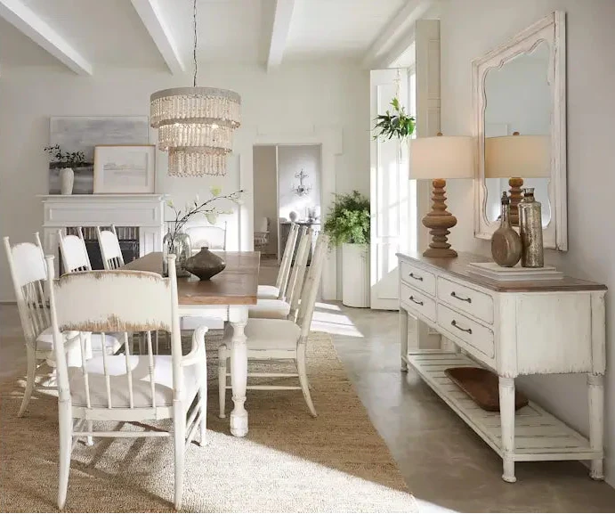 Americana Upholstered Seat Arm Chair - Worn White