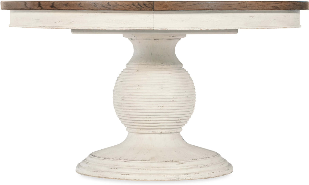 Americana Round Pedestal Dining Table With Leaf - Leaf