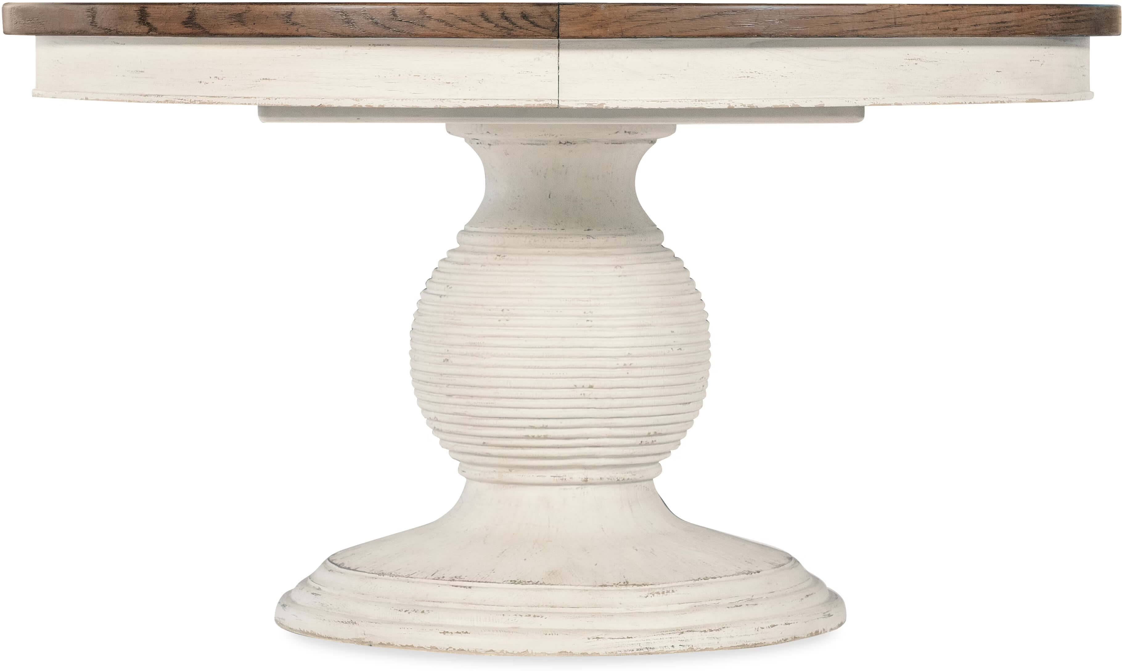 Americana Round Pedestal Dining Table With Leaf - Leaf