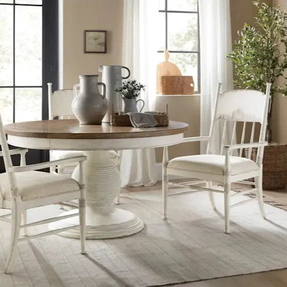 Americana Upholstered Seat Arm Chair - Worn White