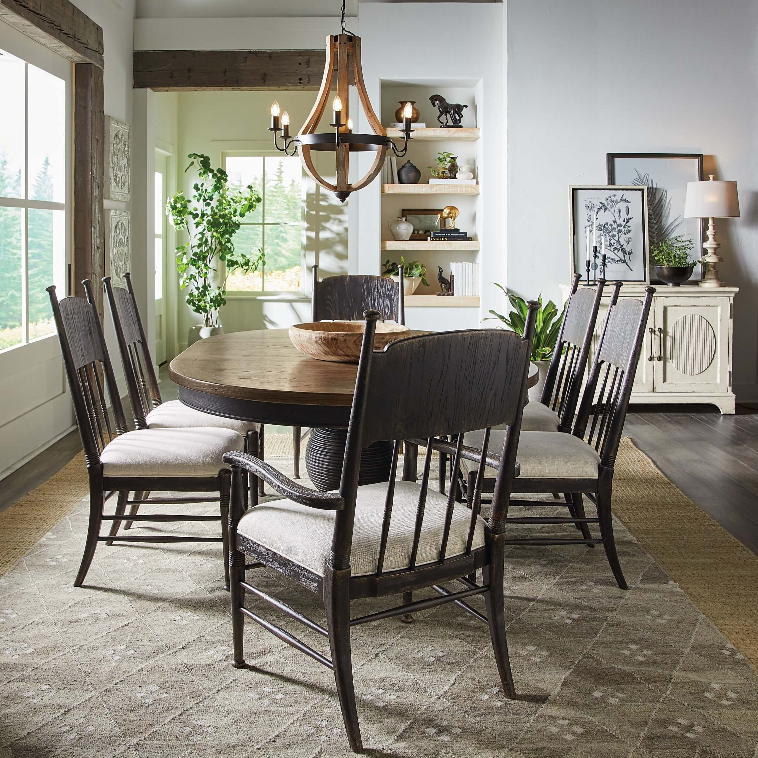 Americana Upholstered Seat Arm Chair - Worn White