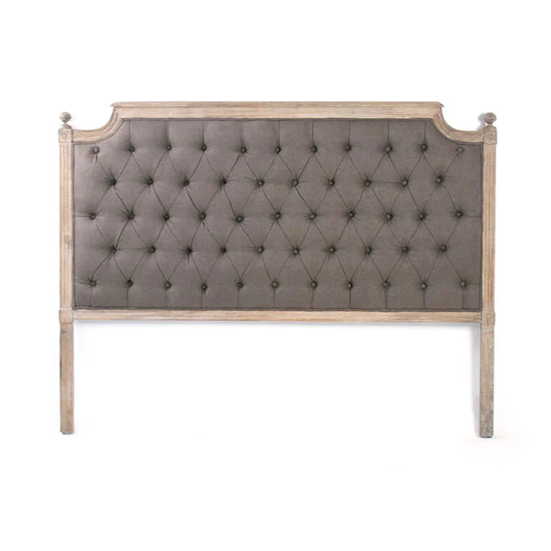 Aubergine Linen Louis Tufted Queen Headboard - Linen