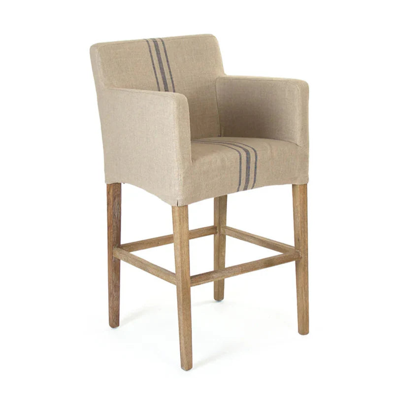 Avignon Blue Stripe Slipcover Bar Stool - Blue