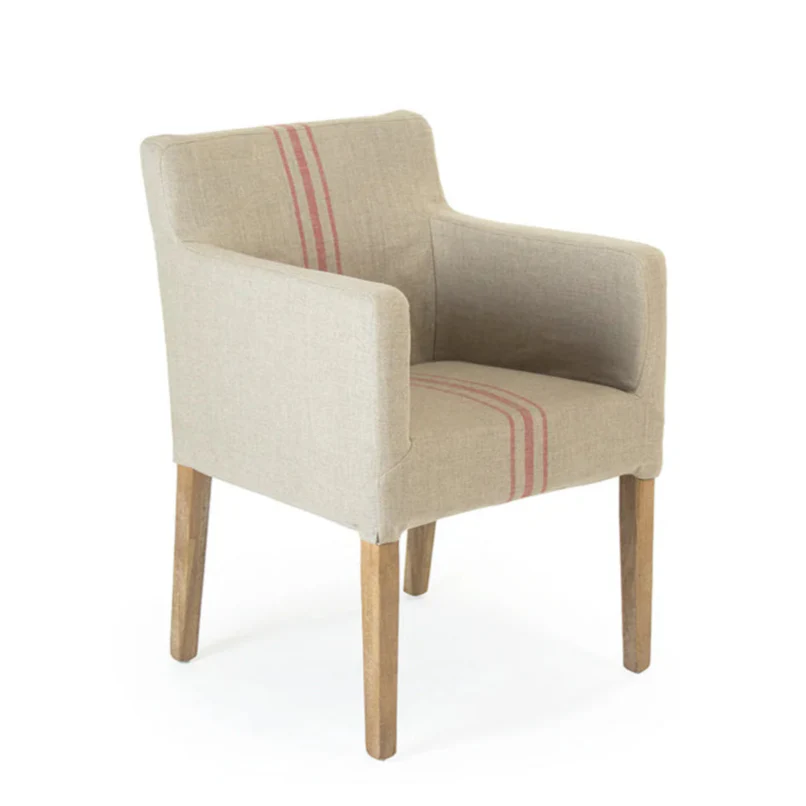 Avignon Red Stripe Slipcover Arm Chair - Red