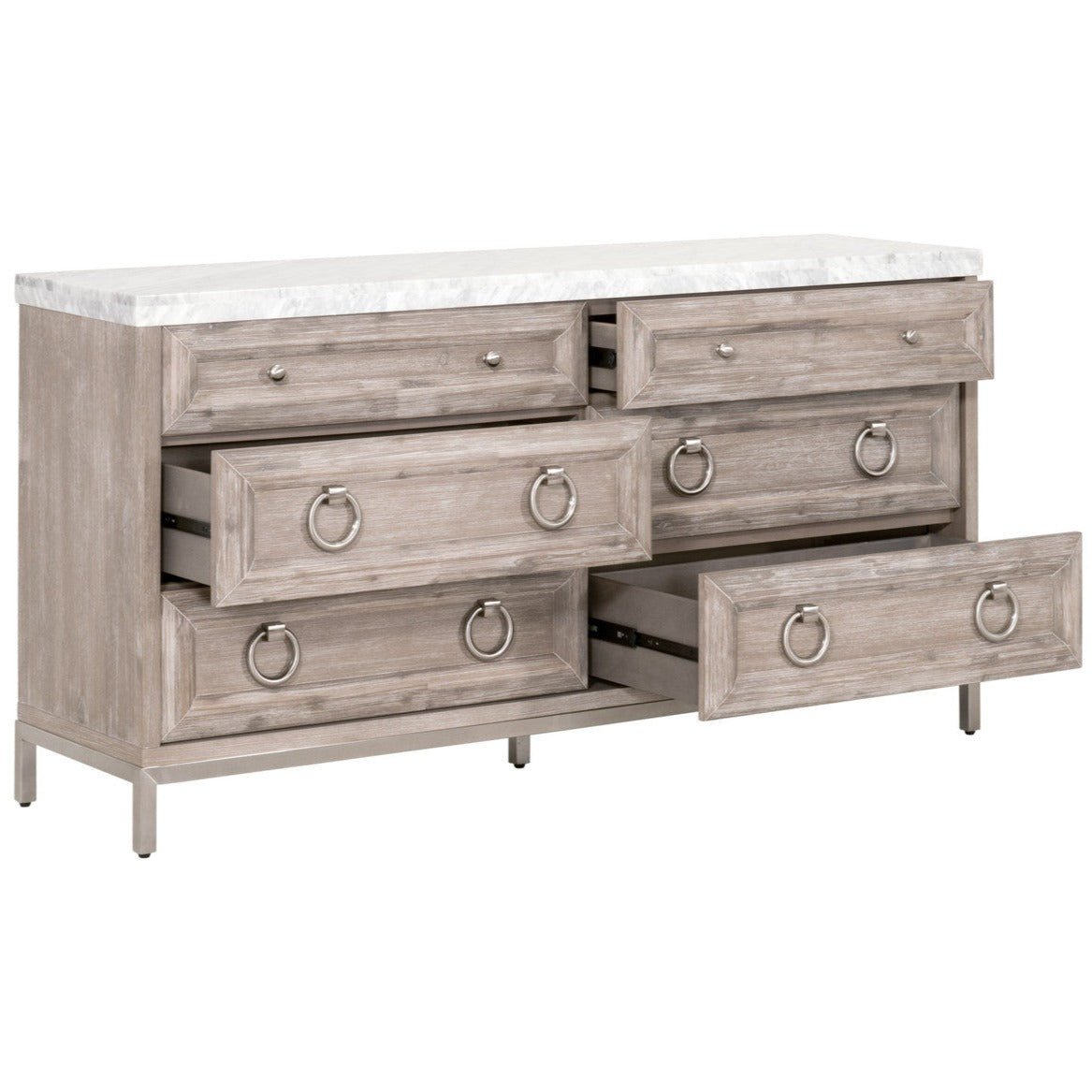 Azure Carrera Natural Gray 6 Drawer Double Dresser - Natural