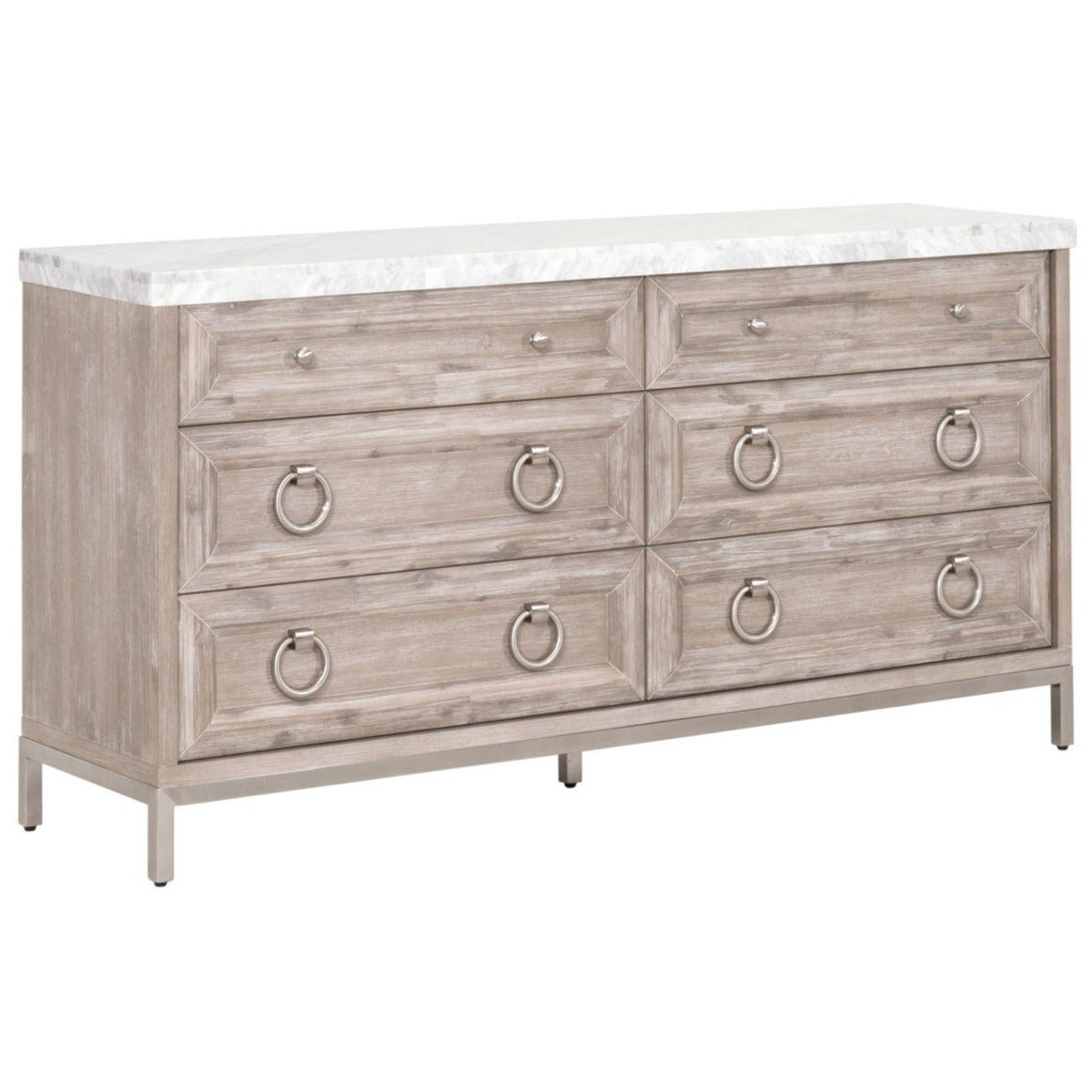 Azure Carrera Natural Gray 6 Drawer Double Dresser - Natural